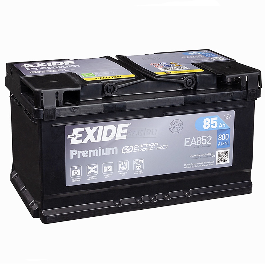 Аккумулятор автомобильный EXIDE Premium 85R EA852 800 А обр. пол. 85 Ач